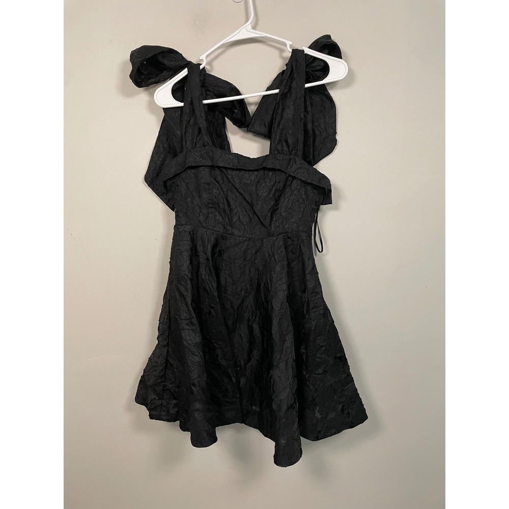 Mable Black Jacquard Floral Bow‎ Strap Mini Dress Size Small Cocktail LBD